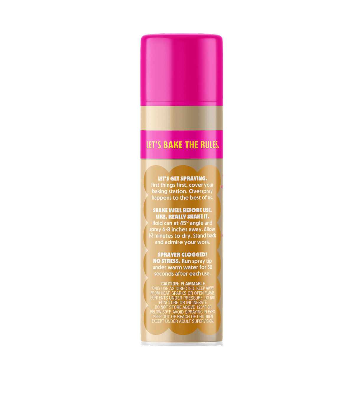 Front view of PiiPER Edible Color Spray in Gold Rush showcasing its pink-and-gold can against a black background