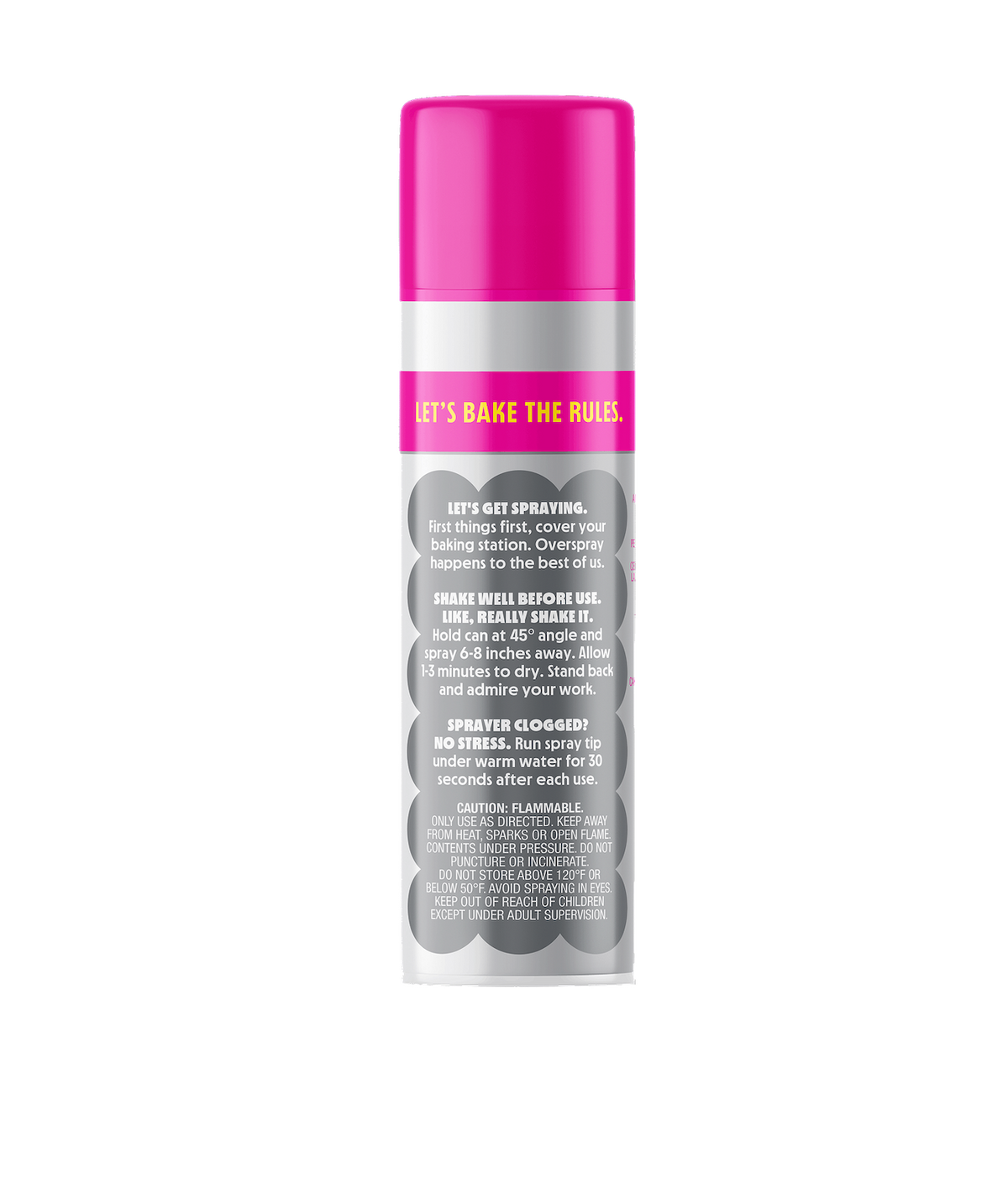 Back view of PiiPER Edible Color Spray in Chrome showcasing usage instructions on a black background