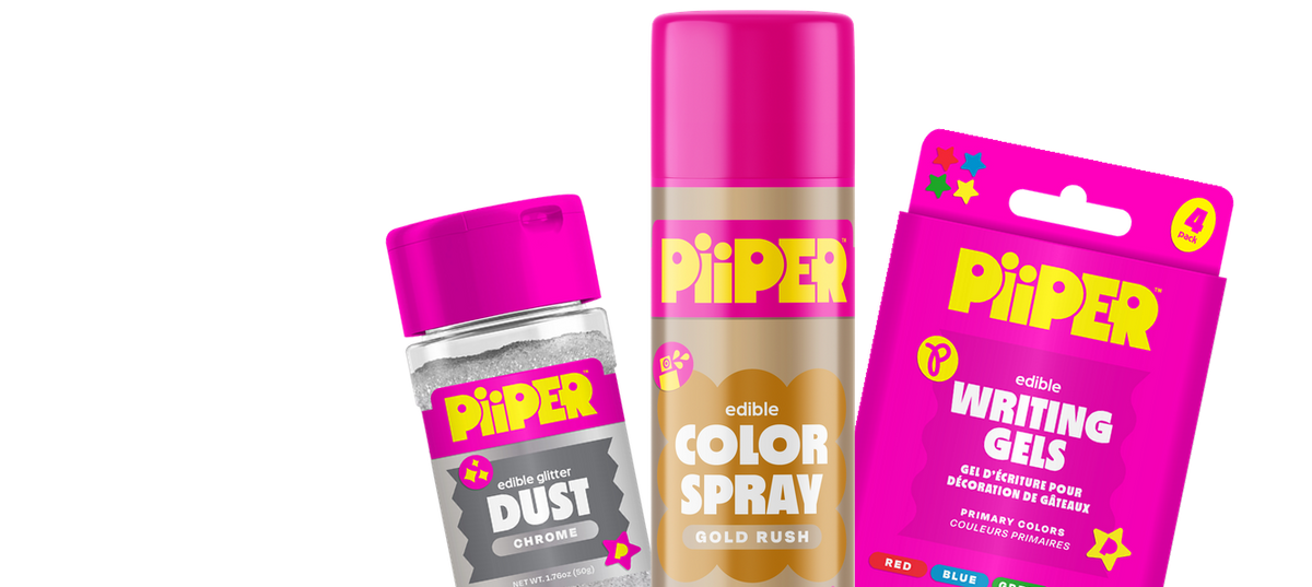 PiiPER edible glitter dust, color spray and writing gels