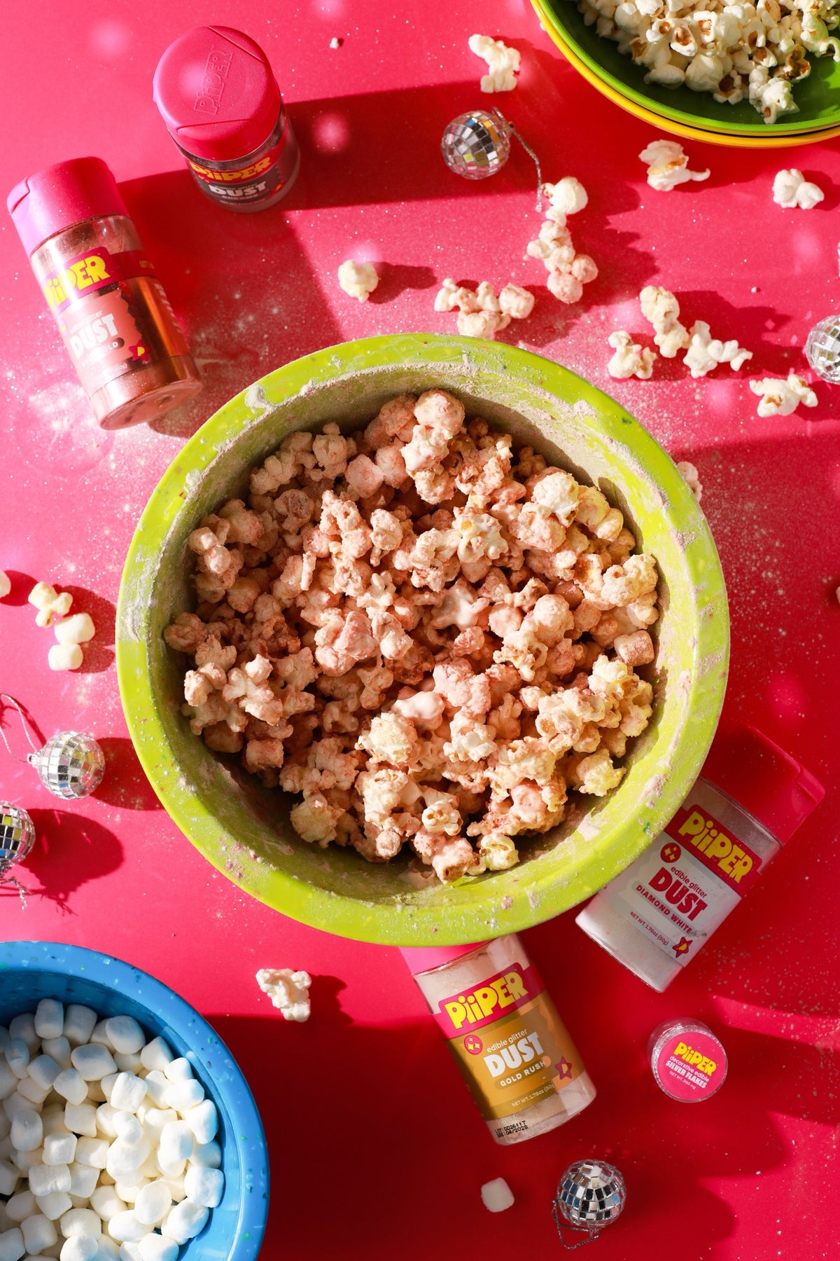 Shimmer Pop Popcorn tossed in PiiPER Edible Glitter Dust